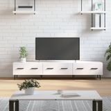 The Living Store TV-meubel - Hoogglans wit - 150 x 36 x 30 cm - Bewerkt hout en ijzer