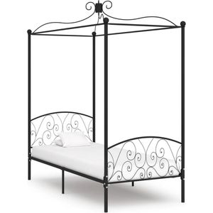 The Living Store Hemelbedframe metaal zwart 90x200 cm - Metalen Hemelbed - Zwevende Bed - Vintage Bed - Classic Bed - Hoofdbord