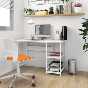 The Living Store Computertisch Weiß 105x55x72 cm mdf und Metall - PC-Tisch - Schreibtisch - Weißer Schreibtisch - Moderner Schreibtisch - Industriel