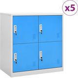 The Living Store Lockerkasten Opbergkast - 90 x 45 x 92.5 cm - Staal - Lichtgrijs en blauw