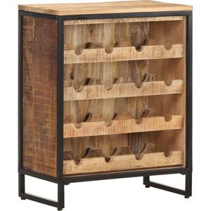 The Living Store Drankkast Ruw Mangohout - 62 x 33 x 78.5 cm - Massief mangohout - Gepoedercoat ijzer