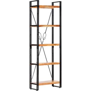 The Living Store Boekenkast - 5-laags - 60 x 30 x 180 cm - Acaciahout - Staal