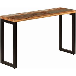 The Living Store Wandtafel 120x35x76 cm massief gerecycled hout en staal - Wandtafel - Houten Tafel - Salontafel - Bijzetkast - Vintage Tafel