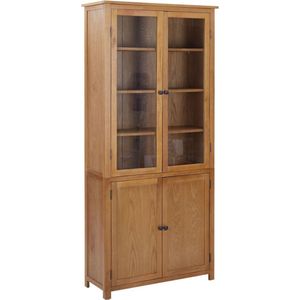 The Living Store Vintage Boekenkast - 90 x 35 x 200 cm - Massief eikenhout en MDF