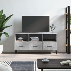 The Living Store Televisiekast Betongrijs - 102 x 36 x 50 cm - Trendy design - 3 vakken en 3 lades - Bewerkt hout en