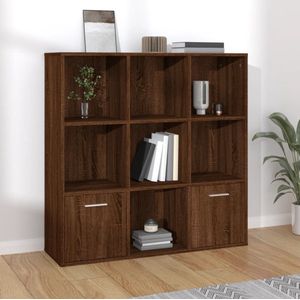 The Living Store Boekenkast - Bruineiken - 98 x 30 x 98 cm - Bewerkt hout