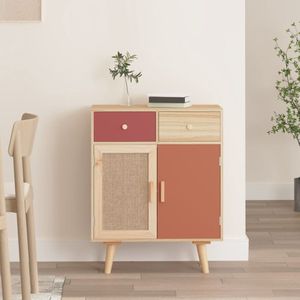 The Living Store Dressoir - Classic - Bijzetkast - 60x30x75.5 cm - Lichthout - rood en oranje - Bewerkt hout en massief grenenhout
