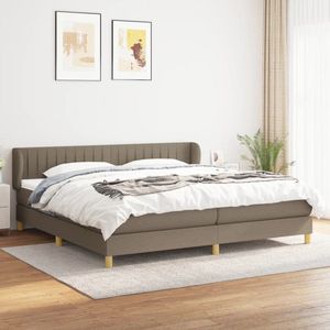 The Living Store Boxspringbed - taupe - 203 x 203 x 78/88 cm - Pocketvering matras - Middelharde ondersteuning -