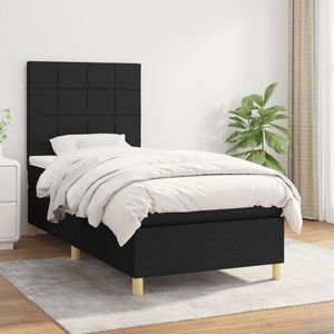 The Living Store Boxspring met matras stof zwart 100x200 cm - Boxspringbed - Boxspring - Tweepersoonsbed - Stapelbed - Bed Frame