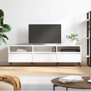 The Living Store Tv-meubel 150x30x44-5 cm bewerkt hout wit - Kast