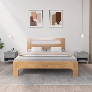 The Living Store Nachtkastjes Grijs Sonoma Eiken - Set van 2 - 50 x 46 x 50 cm - Bewerkt hout en massief eucalyptushout