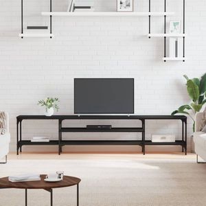 The Living Store Industriële TV-kast - 201 x 35 x 45 cm - Zwart hout en ijzer