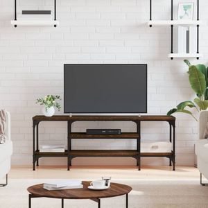 The Living Store Industriële TV-kast - 121 x 35 x 45 cm - Bruineiken - Bewerkt hout en ijzer
