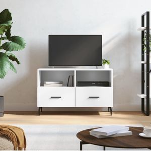 The Living Store Televisiekast Trendy - Wit - 80 x 36 x 50 cm - Hout en ijzer