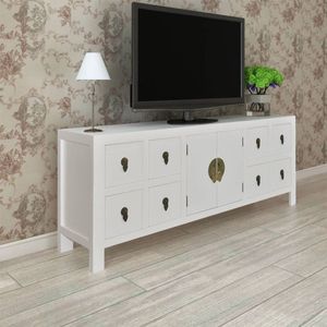 The Living Store TV-meubel - Praktische en opvallende - TV-meubel - Afmeting- 110 x 24 x 48 cm - Ken- Duurzaam hout