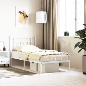 The Living Store Klassiek Bedframe - Robuust Metalen Constructie - Metalen Latten en Poten - Extra Opbergruimte - Comfortabele Ondersteuning - Kleur- Wit - Afmetingen- 207x85x97 cm - Geschikte Matras- 80x200 cm - Montage vereist