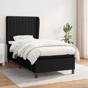 Jinlefu - The Living Store Boxspringbett mit Matratze Schwarz 90x190 cm Stoff - Boxspringbett - Doppelbett - Schlafraum - Bettenrahmen - Lattenrost