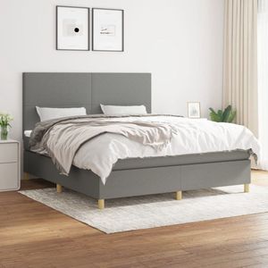 The Living Store Boxspringbed - donkergrijs - 180 x 200 x 118/128 cm - Pocketvering matras