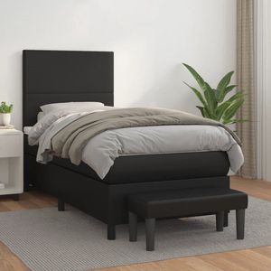 The Living Store Boxspring met matras kunstleer zwart 90x190 cm - Boxspringbed - Boxspring - Bed Frame - Tweepersoonsbed - King Size Bed
