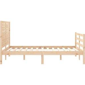 The Living Store Bed Grenenhouten - Massief - 205.5 x 145.5 x 100 cm - Hoofd- en Voeteneinde - Matras 140 x 200 cm - Montage vereist