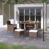 The Living Store Tuinmeubelset - Tuinstoel en Voetenbank - Bruin - 53x58x84 cm - PE-rattan