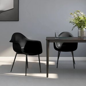 The Living Store Minimalistische eetkamerstoelen - 64x59x84 cm - zwart - PP en metaal