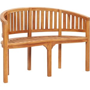 Bananenbank 120 cm Massivholz Teak - Gartenzubehör - Gartenbank - Holzbank - Teakholz - Outdoormöbel - The Living Store