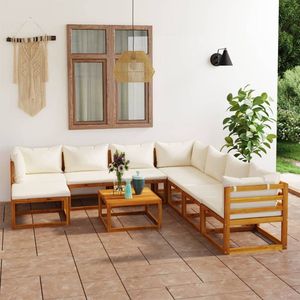 The Living Store Loungeset Acacia - 13-delig - Crème kussen - 100% polyester