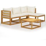 The Living Store Loungeset Acacia - 206x138x60cm - Natuurlijke houtkleur - Geschikt voor buitengebruik