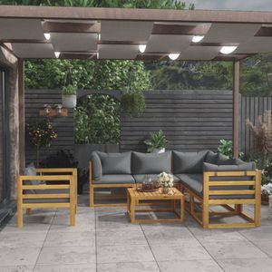 Hommoo - The Living Store 7-tlg. Garten-Lounge-Set mit Auflagen Massivholz Akazie - Gartengeräte - Gartenmöbel - Loungesessel - Outdoor Möbel - Holz