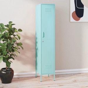 The Living Store Lockerkast - Mint - 35 x 46 x 180 cm - Staal - Met slot en verstelbare schappen