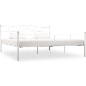 The Living Store Bedframe metaal wit 180x200 cm - Metalen Bedframe - Tweepersoonsbed - Bed Kopen - Wit Bedframe - Classic Bed