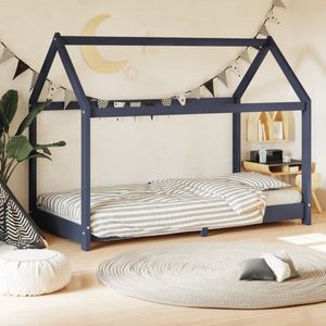 The Living Store Kinderbedframe massief grenenhout grijs 80x160 cm - Kinderbed - Houten Bed - Boomhut Bed - Kids Bed - Tweepersoons Bed