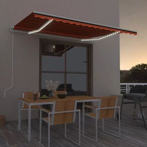 The Living Store Luifel automatisch met LED windsensor 450x300 cm oranje bruin - Buitenuifels - Zonwering - Buisdak - Tuinzomer - Veranda