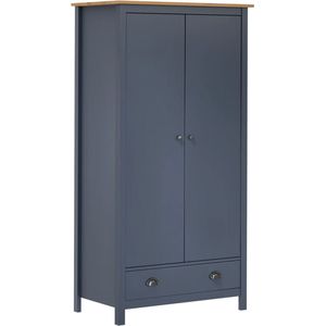 vidaXL Meubel - Kledingkast - Kledingkast Hill 2 deuren 89x50x170 cm massief grenenhout grijs - Grenoble Hout - Grijze Kleur - Honig Bruin