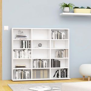 The Living Store Cd-kast - hout - 15 open vakken - wit - 102 x 23 x 89.5 cm
