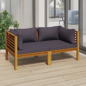 The Living Store Loungeset - Acaciahout - Houten - 69 x 69 x 62.5 cm - Donkergrijs