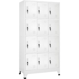 The Living Store Lockerkast 12 vakken - 90 x 45 x 180 cm - Grijs - Staal