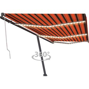 The Living Store Luifel automatisch met LED windsensor 600x300 cm oranje bruin - Luifel - Zonnescherm - Buitenuit - Veranda - Terrasoverkapping