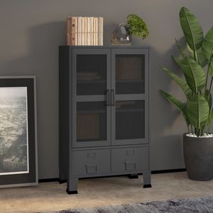 The Living Store Industriële Kast - 70 x 40 x 115 cm - Antraciet - Metaal