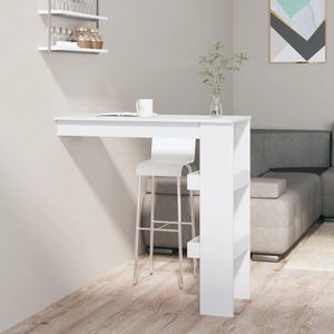 vidaXL Wandmontage - Bartafel - Bartafel wandgemonteerd 102x45x103,5 cm hout hoogglans wit - Houten Bartafel - Witte Bartafel - Kookeiland Bartafel