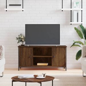 The Living Store TV-Kast Vintage Bruineiken - 100 x 40 x 50 cm - Duurzaam hout en ijzer - Opbergruimte en uitstal functie