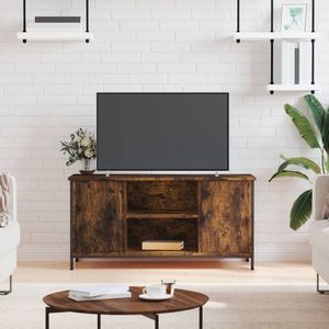 The Living Store Tv-meubel 100x40x50 cm bewerkt hout gerookt eikenkleurig - Kast