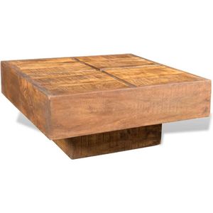 The Living Store Salontafel Retro Vierkant - Antieke Stijl - Hout - 68x68x30 cm - Bruin