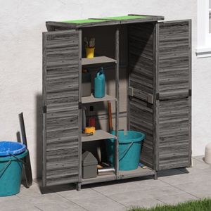 The Living Store Tuinschuur 83x57x140 cm massief grenenhout grijs - Tuinschuur - Houten Tuinhuis - Gereedschapsopslag - Buiten Opslag - Tuinberging