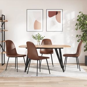 The Living Store Eetkamerstoelen - Glanzend bruin - Kunstleer - 43.5x53.5x84 cm - Ergonomisch ontwerp