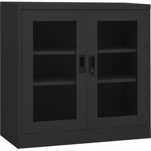 The Living Store Archiefkast - Staal - 90 x 40 x 90 cm - antraciet - met verstelbare schappen