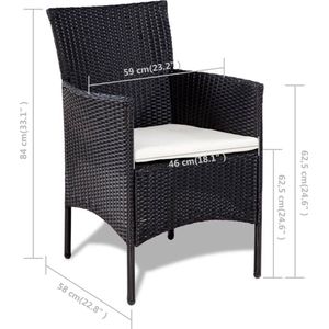 The Living Store 4-delige Loungeset met kussens poly rattan zwart - Loungeset - Tuinset - Lounge Meubels - Outdoor Furniture - Zwarte Loungegroep