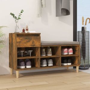 The Living Store Schoenenkast - Gerookt eiken - 102 x 36 x 60 cm - Duurzaam hout - Veel opbergruimte