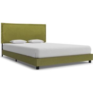 The Living Store Klassiek Bedframe - Groen - 207 x 146 x 95 cm - Geschikt voor 140 x 200 cm matras - Gemaakt van populierenhout - jujubahout - grenenhout - MDF en gepoedercoat ijzer - Polyester bekleding - Sterke en duurzame constructie